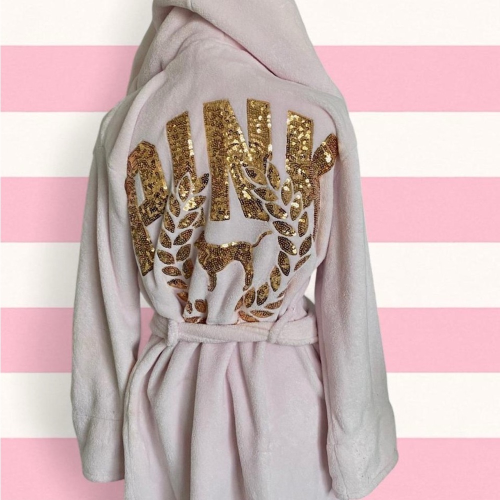 RARE Pink Sequin early victoria’s secret pink bling Sequin Logo Bathrobe